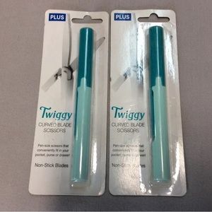 2-Pack TWIGGY PLUS Pen Compact Scissors Non-Stick Spring 35-650 Curve Blade